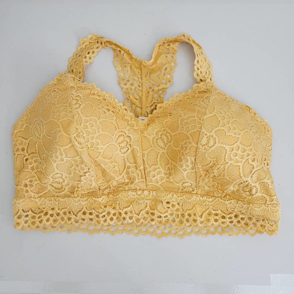 Maurices Womens Yellow Lace Racerback Bralette Plus Size 1X - Picture 1 of 10